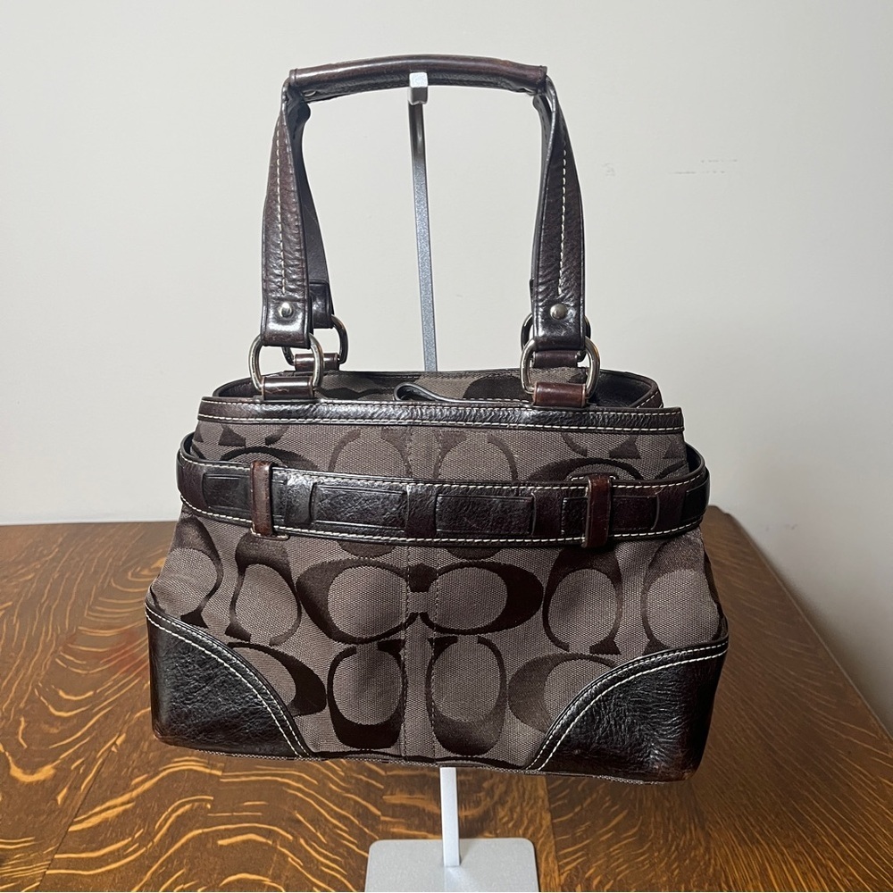 Coach Chocolate Brown Hampton Satchel with Python Snake Print Accent - Picture 2 of 14